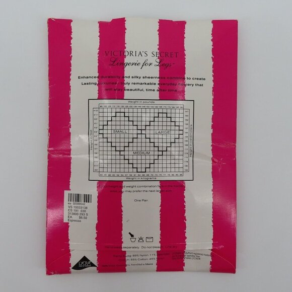 Victorias Secret Lasting Luxuries Small Espresso Sheer to Waist Pantyhose Open - Picture 5 of 10